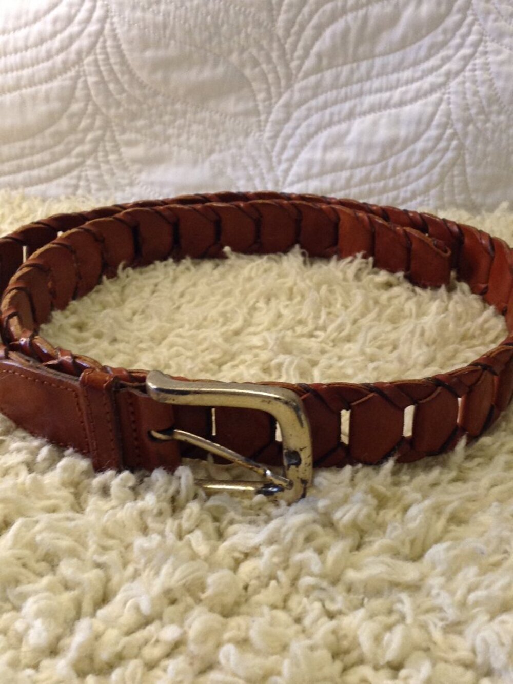 UNISEX Segmented Twisted Ladder Style Leather Belt 36" Waist Casual Rustic Cool